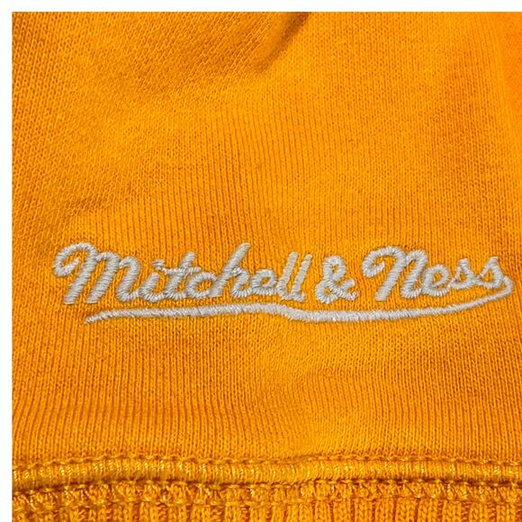 Mitchell & Ness Women’s Yellow Hoodie M full Zip Distressed Script Logo - Picture 6 of 12